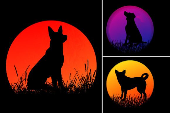 Dog Sunset Graphic for T-Shirt: Retro Grunge Appeal