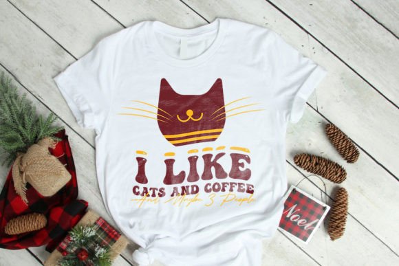 Retro Coffee Cat Lover Graphic T Shirt: A Cozy Design Asset